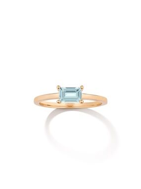 Aurate birthstone Baguette Ring - aquamarine/March, size 7, gold vermeil